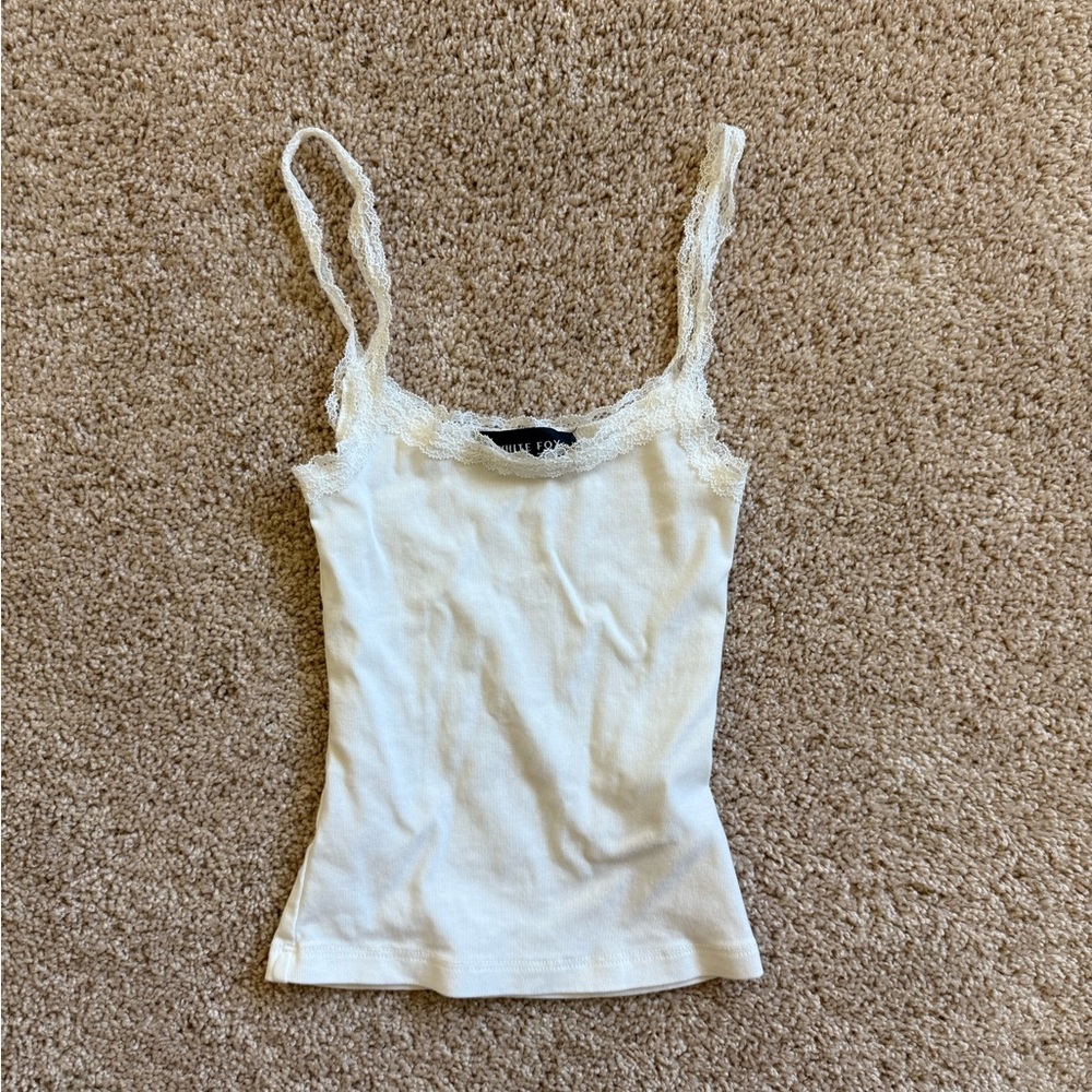 White Fox Boutique Cream Camisole Fitted Sleeveless Top